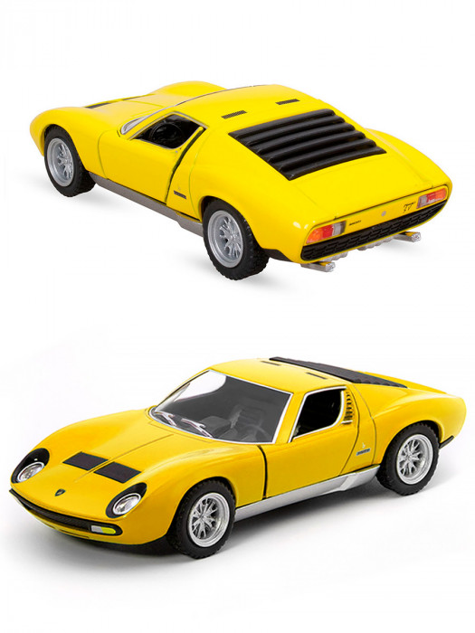 Металлическая машинка Kinsmart 1:34 «1971 Lamborghini Miura P400 SV» инерционная, жёлтая KT5390D-4