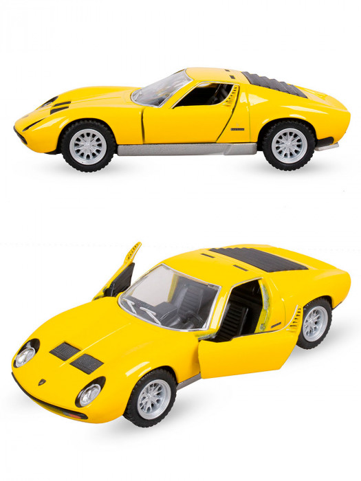 Металлическая машинка Kinsmart 1:34 «1971 Lamborghini Miura P400 SV» инерционная, жёлтая KT5390D-4