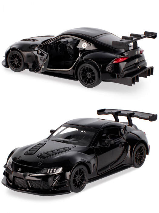 Металлическая машинка Kinsmart 1:36 «Toyota GR Supra Racing Concept» инерционная, чёрная KT5421D-2