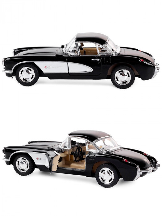 Машинка металлическая Kinsmart 1:34 «1957 Chevrolet Corvette» инерционная, чёрная KT5316D-4