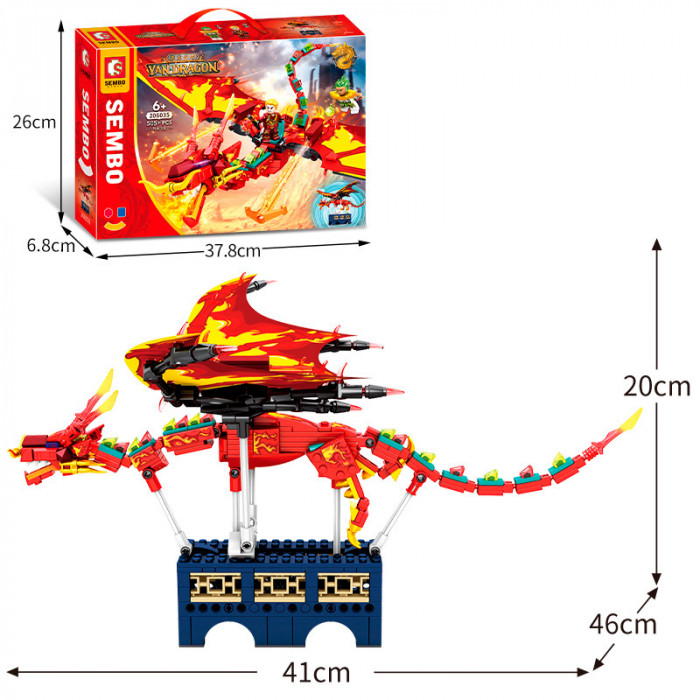 Конструктор Sembo Block Огненный летающий дракон 206035