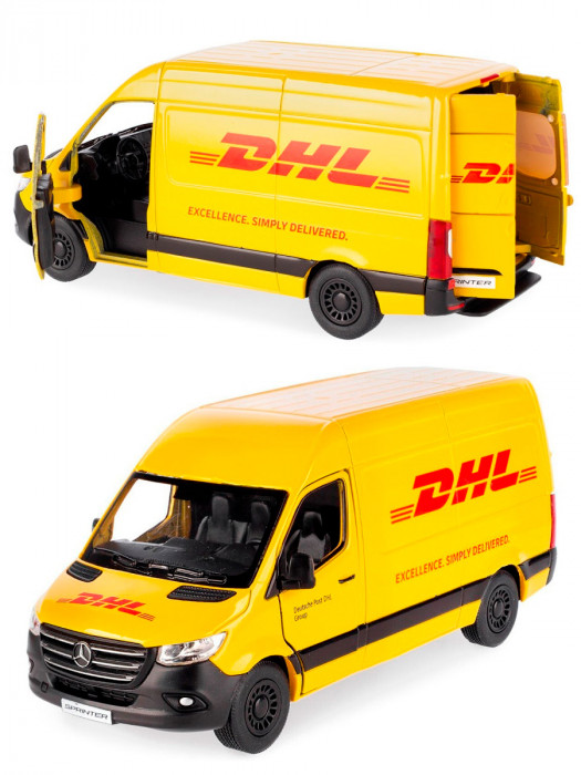 Металлическая машинка Kinsmart 1:48 «Mercedes-Benz Sprinter DHL Edition» инерционная KT5429D