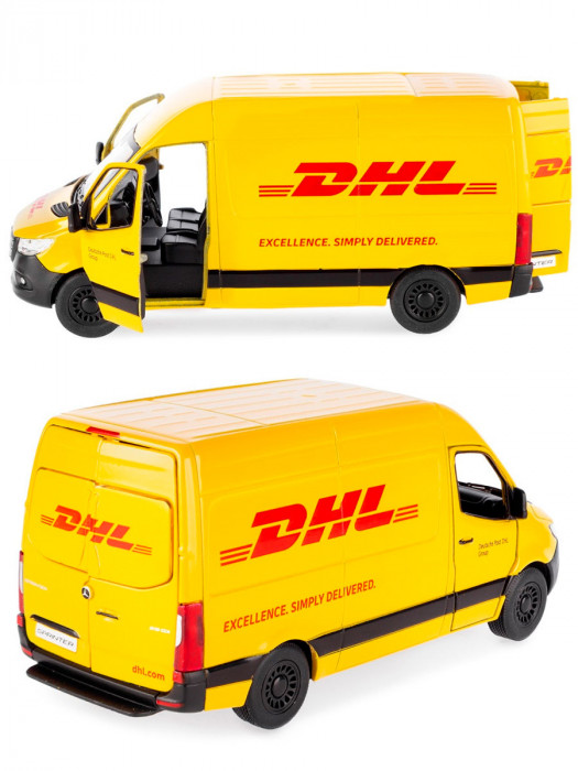 Металлическая машинка Kinsmart 1:48 «Mercedes-Benz Sprinter DHL Edition» инерционная KT5429D