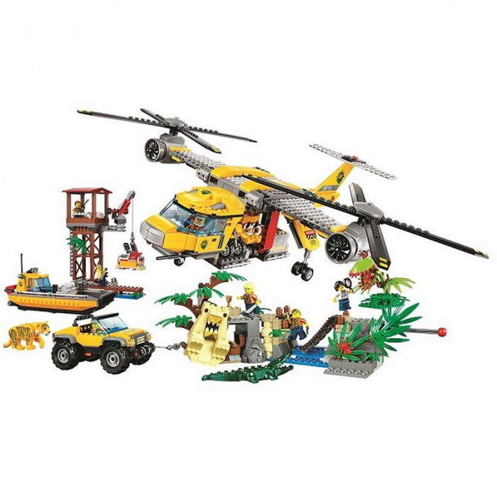 Конструктор аналог Lego City 60162 Вертолёт для доставки грузов в джунгли 10713