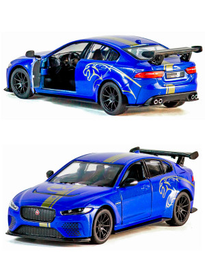 Металлическая машинка Kinsmart 1:38 «Jaguar XE SV Project 8 Livery Edition» инерционная, синяя