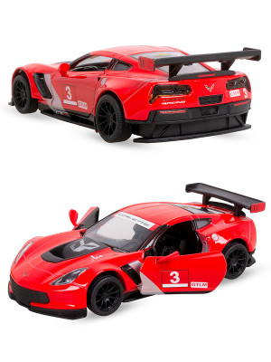 Машинка металлическая Kinsmart 1:36 «2016 Chevrolet Corvette C7.R Race Car» инерционная, красная