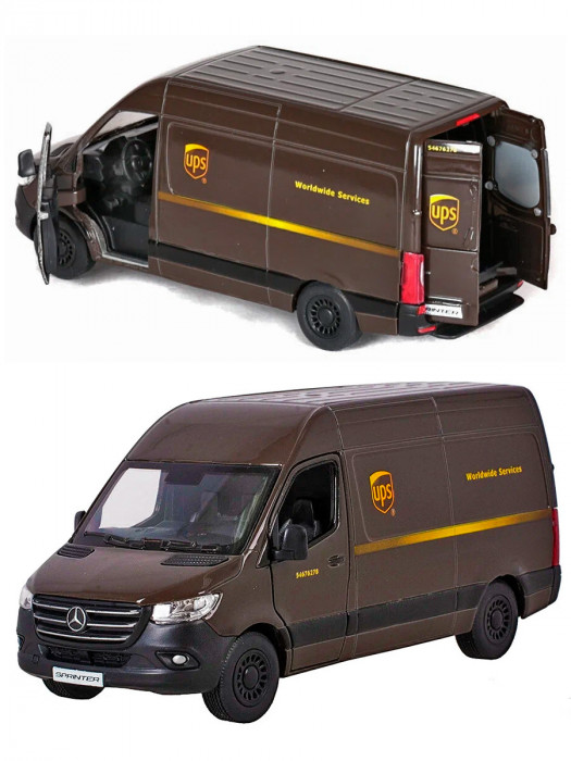 Металлическая машинка Kinsmart 1:48 «Mercedes-Benz Sprinter UPS Edition» инерционная KT5430D