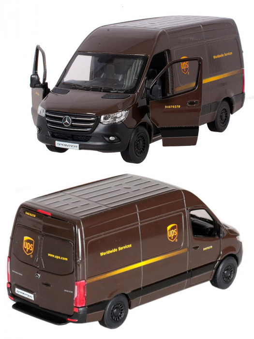 Металлическая машинка Kinsmart 1:48 «Mercedes-Benz Sprinter UPS Edition» инерционная KT5430D