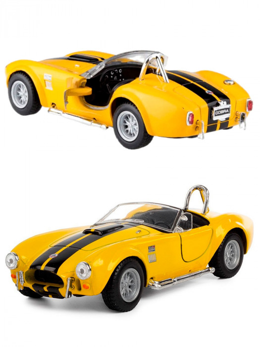 Машинка металлическая Kinsmart 1:32 «1965 Shelby Cobra 427 S/C» инерционная, жёлтая KT5322D-3