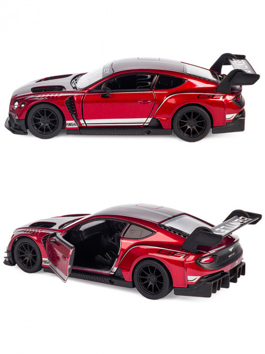 Металлическая машинка Kinsmart 1:38 «Bentley Continental GT3» инерционная, красная