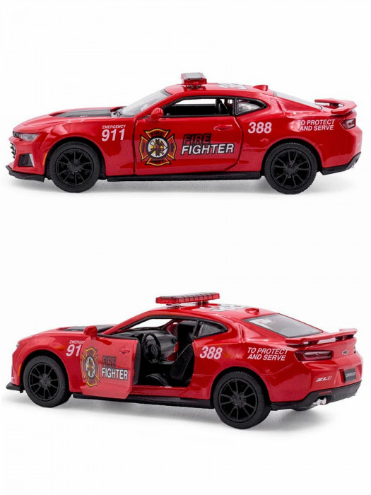 Машинка металлическая Kinsmart 1:38 «2017 Chevrolet Camaro ZL1 (Пожарные)» инерционная KT5399DPR-2
