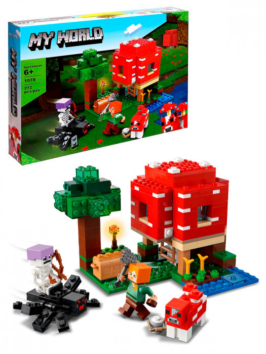 Конструктор аналог Lego Minecraft 21179 Грибной дом 1078