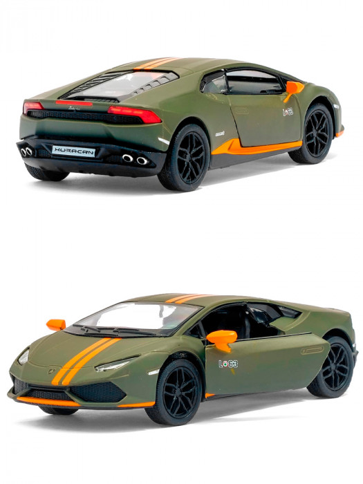 Металлическая машинка Kinsmart 1:36 «Lamborghini Huracan LP610-4 Avio» инерционная, хаки KT5401D-4