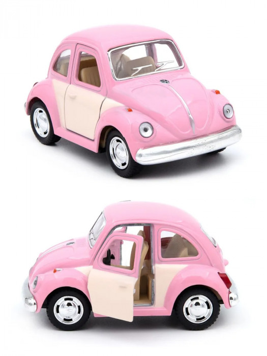 Металлическая машинка Kinsmart KinsFun 1:32 «1967 Volkswagen Classical Beetle» инерционная, розовая KT4026DC-2
