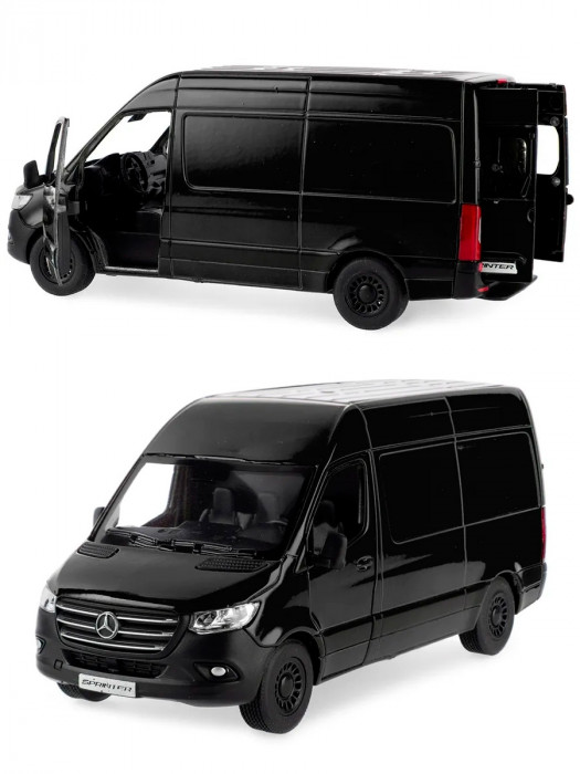 Металлическая машинка Kinsmart 1:48 «Mercedes-Benz Sprinter» инерционная, чёрная KT5426D-2