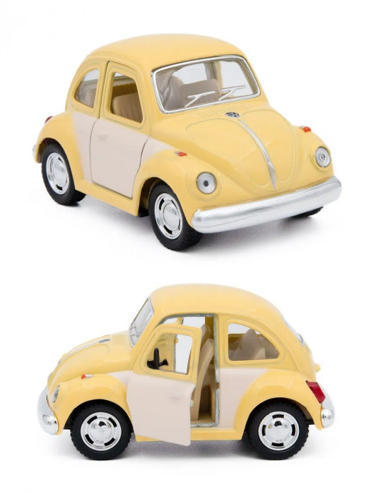 Металлическая машинка Kinsmart KinsFun 1:32 «1967 Volkswagen Classical Beetle» инерционная, жёлтая KT4026DC-4