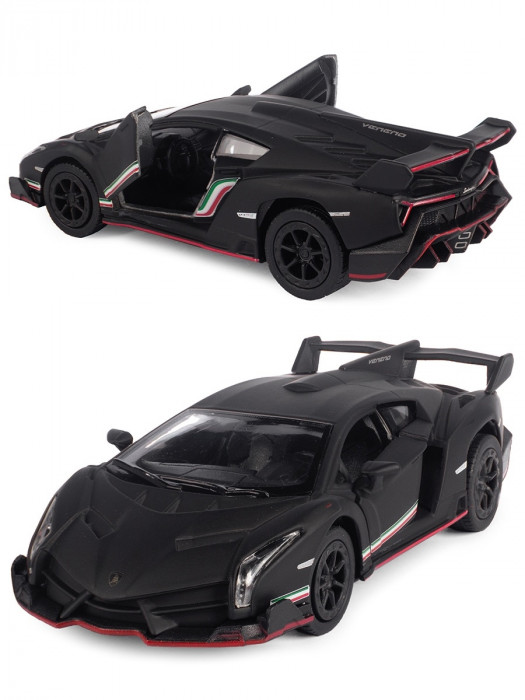 Металлическая машинка Kinsmart 1:36 «Lamborghini Veneno» инерционная, чёрная KT5367D-1