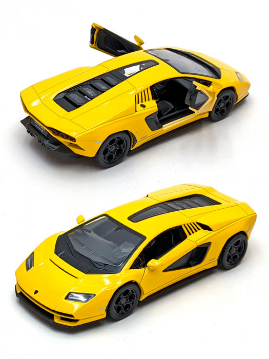 Металлическая машинка Kinsmart 1:38 «Lamborghini Countach LPI 800-4» инерционная, жёлтая KT5437D-3
