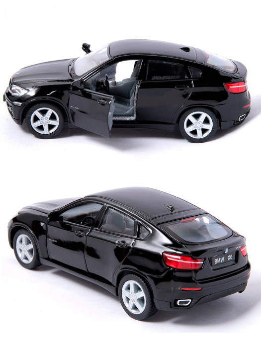 Металлическая машинка Kinsmart 1:38 «BMW X6» инерционная, чёрная KT5336D-3