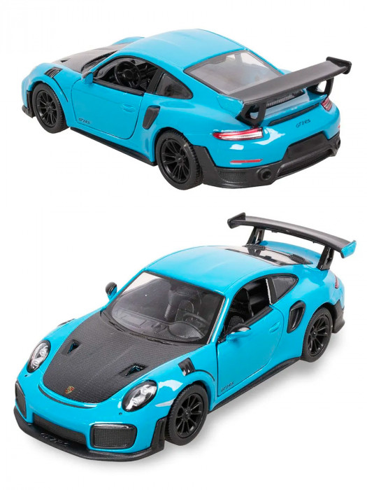 Металлическая машинка Kinsmart 1:36 «Porsche 911 GT2 RS» инерционная, голубая KT5408D-4
