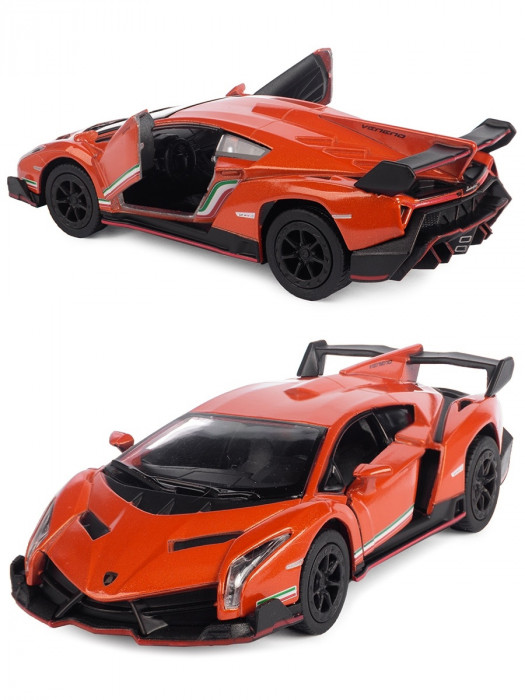 Металлическая машинка Kinsmart 1:36 «Lamborghini Veneno» инерционная, оранжевая KT5367D-4