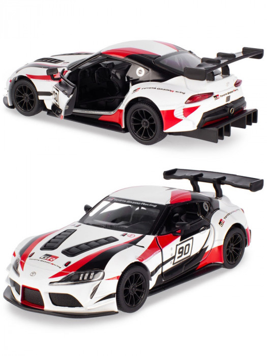Металлическая машинка Kinsmart 1:36 «Toyota GR Supra Racing Concept (Livery Edition)» инерционная, белая KT5421DF-1