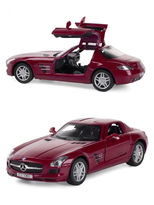 Металлическая машинка Kinsmart 1:36 «Mercedes-Benz SLS AMG» инерционная, бордовая KT5349D-2
