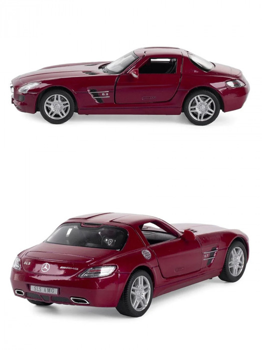 Металлическая машинка Kinsmart 1:36 «Mercedes-Benz SLS AMG» инерционная, бордовая KT5349D-2