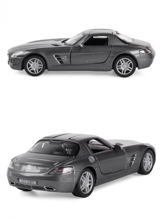 Металлическая машинка Kinsmart 1:36 «Mercedes-Benz SLS AMG» инерционная, тёмно-серая KT5349D-3