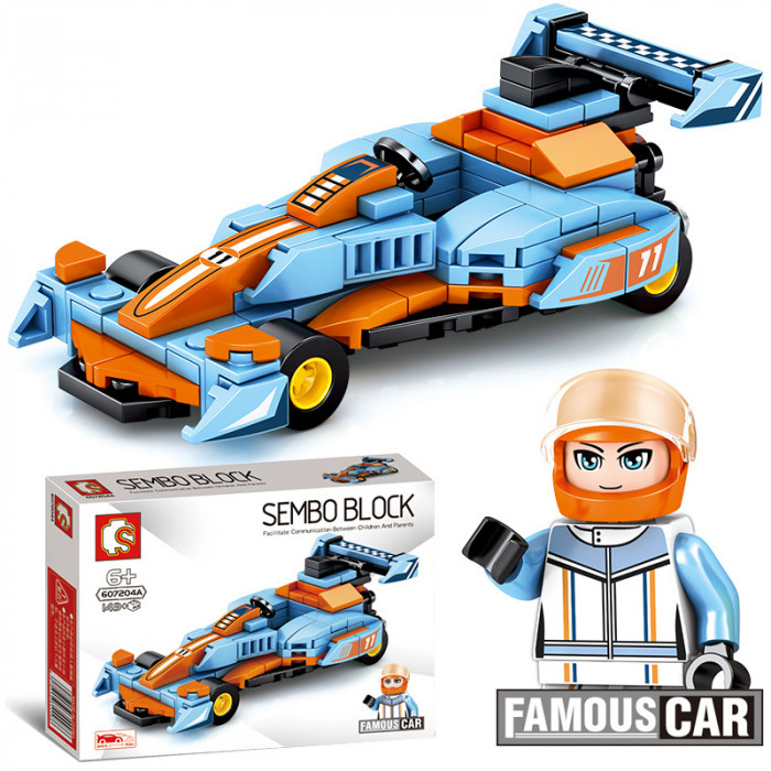 Конструктор Sembo Block Гоночный автомобиль будущего - голубой 607204A