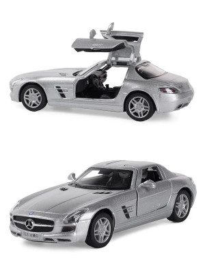 Металлическая машинка Kinsmart 1:36 «Mercedes-Benz SLS AMG» инерционная, светло-серая