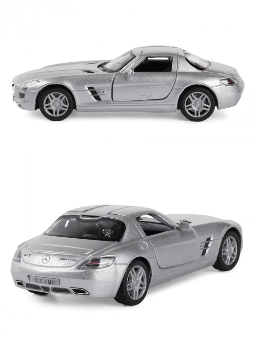 Металлическая машинка Kinsmart 1:36 «Mercedes-Benz SLS AMG» инерционная, светло-серая
