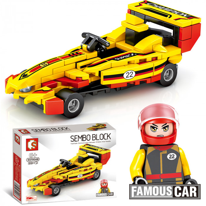 Конструктор Sembo Block Гоночный автомобиль будущего - жёлтый 607204B
