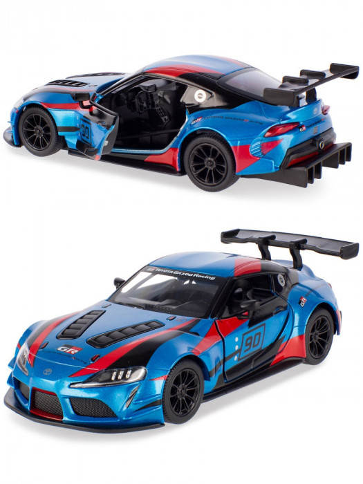 Металлическая машинка Kinsmart 1:36 «Toyota GR Supra Racing Concept (Livery Edition)» инерционная, синяя KT5421DF-4