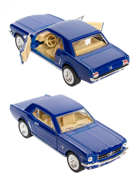 Металлическая машинка Kinsmart 1:36 «1964 1/2 Ford Mustang» инерционная, синяя KT5351D-1