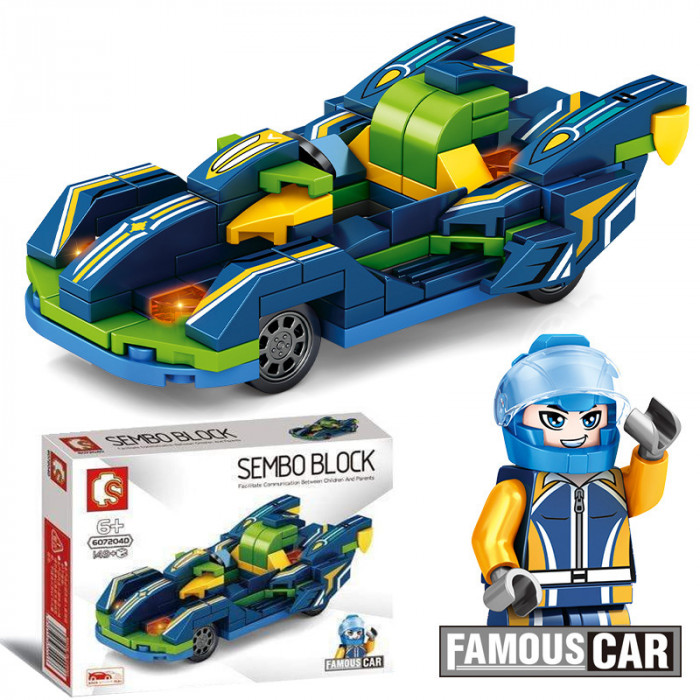 Конструктор Sembo Block Гоночный автомобиль будущего - синий 607204D