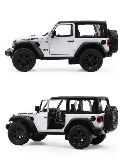 Металлическая машинка Kinsmart 1:34 «2018 Jeep Wrangler (жёсткий верх)» инерционная, белая KT5412DK-1