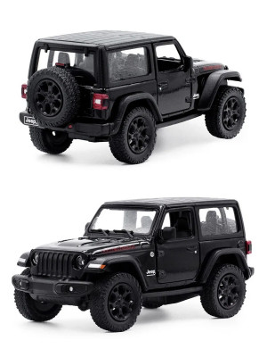 Металлическая машинка Kinsmart 1:34 «2018 Jeep Wrangler (жёсткий верх)» инерционная, чёрная