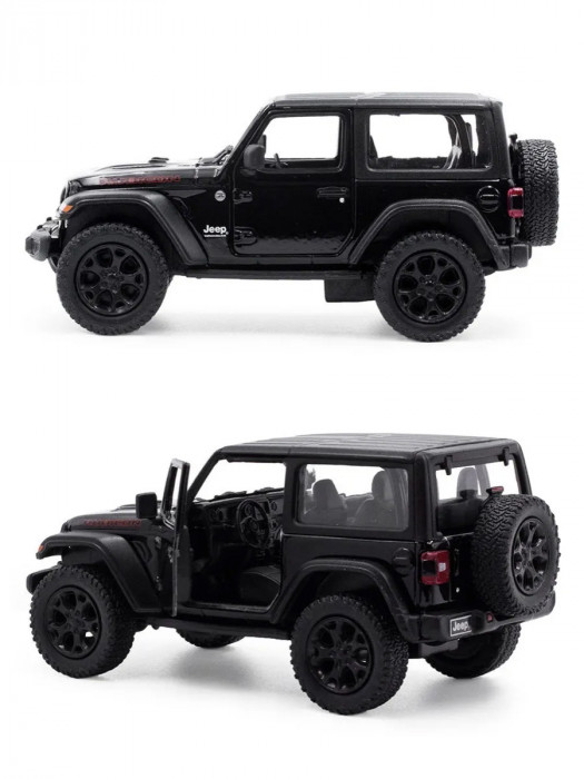 Металлическая машинка Kinsmart 1:34 «2018 Jeep Wrangler (жёсткий верх)» инерционная, чёрная
