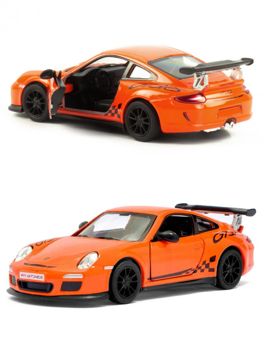 Металлическая машинка Kinsmart 1:36 2010 Porsche 911 GT3 RS инерционная, оранжевая KT5352D-2