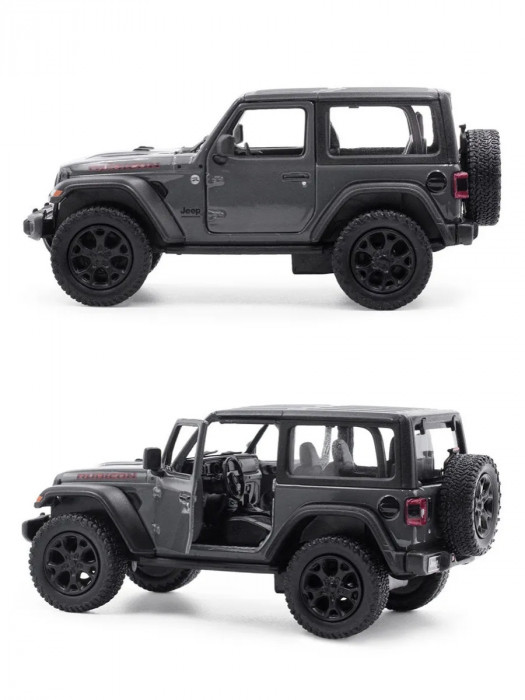 Металлическая машинка Kinsmart 1:34 «2018 Jeep Wrangler (жёсткий верх)» инерционная, серая KT5412DK-4