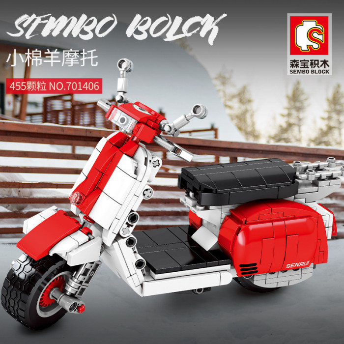 Конструктор Sembo Block Красно-белый скутер 701406